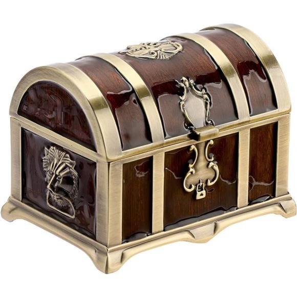 Vintage Jewelry Box Treasure Chest Box Trinket Box Large Ring